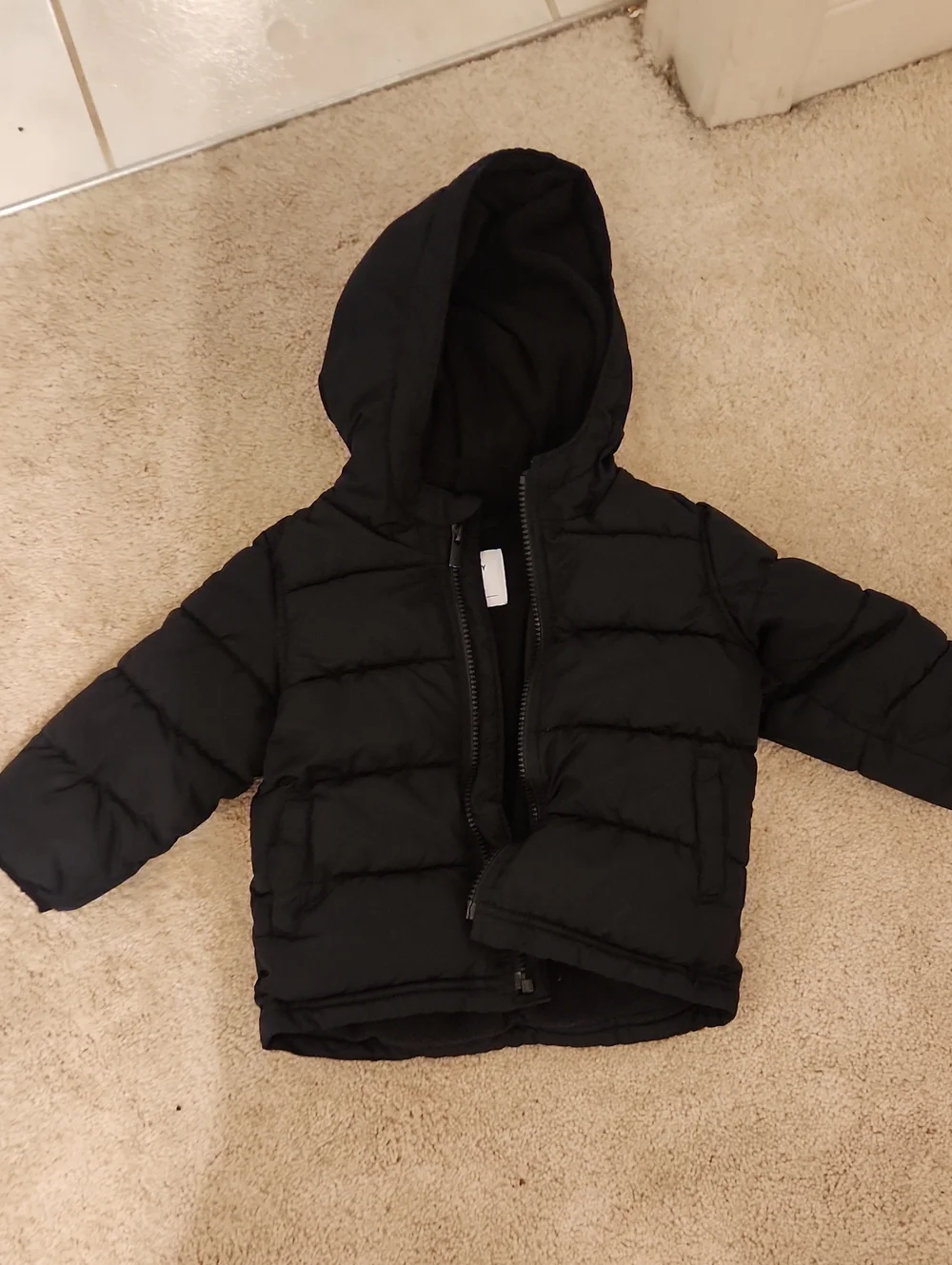 Old Navy Black Hooded Puffer Jacket for Kids